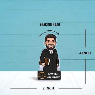 Personalized Lawyer Caricature Desk Standee, Shaking Head Feature With Battery Powered Caricature for Lawyer Law Student Gift For Lawyer & Advocate Birthday Gift Items for Lawyers